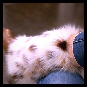 Faux fur cheetah print boot covers/leg warmers